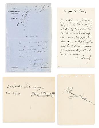 (MUSICIANS.) Group of 11 items Signed, or Signed and Inscribed.